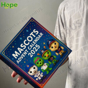 A person holding a square shaped advent calendar box at a slight angle!
