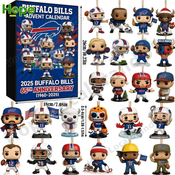 Buffalo Bills advent calendar featuring box and full figure collection.
