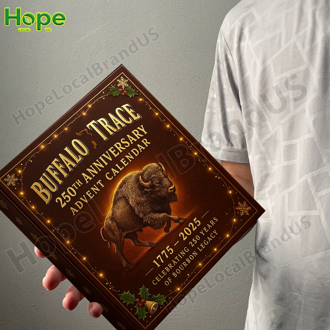 Buffalo Trace 250th Anniversary Advent Calendar box featuring a buffalo design.