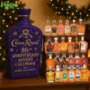 A festive display of a Crown Royal advent calendar and its contents on a wooden table!
