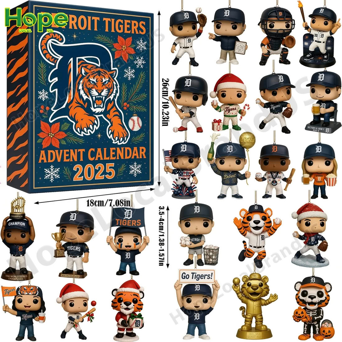 Detroit Tigers 2025 advent calendar with collectible figurines.