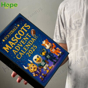 A person holding a square shaped advent calendar box with a football theme!