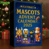 A football themed advent calendar box featuring cartoon mascot characters on a table!