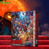 A horror themed advent calendar box with a collage of characters on a red stage!