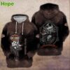 Brown Harley Davidson hoodie with Jack Skellington and Halloween spiderweb design.