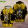 Yellow Harley Davidson hoodie with Jack Skellington and Halloween spiderweb design.