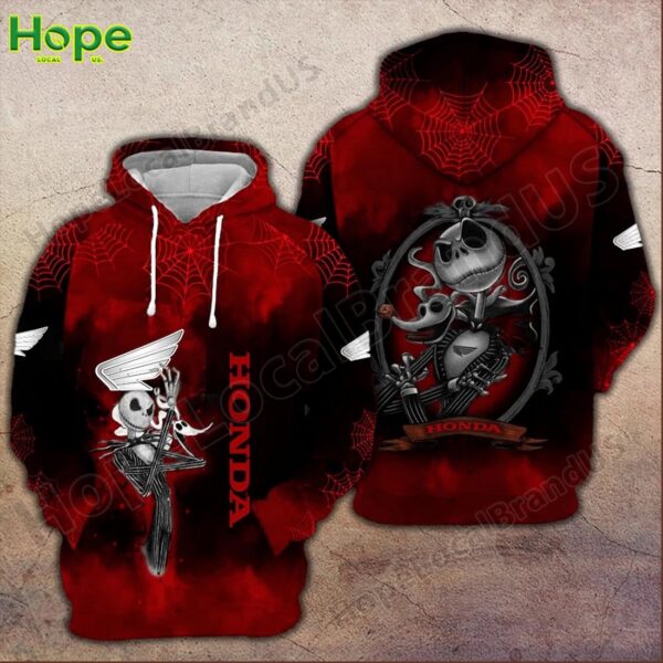 Red hoodie with Jack Skellington graphic and Honda text.