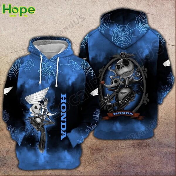 Blue hoodie with Jack Skellington graphic and Honda text.