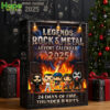 An advent calendar box with a rock and metal theme featuring cartoon figures on a table!