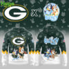 Front and back of a Packers hoodie with Bluey and Bingo illustrations and large team logo!