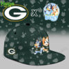Green Packers cap with Bluey and Bingo artwork and side team logo!
