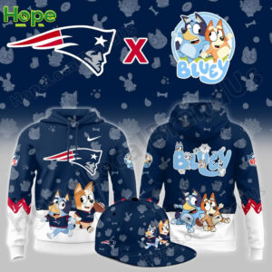 Bluey and Bingo New England Patriots hoodie and hat!