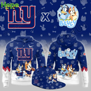 Bluey and Bingo New York Giants hoodie and hat!