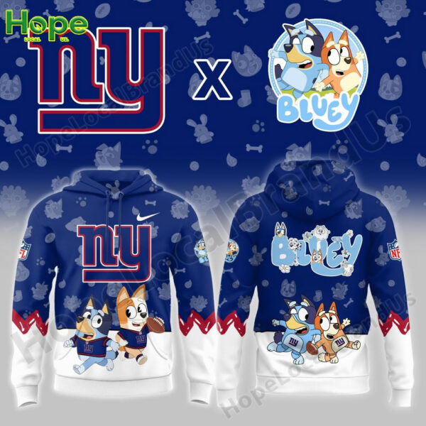 Bluey and Bingo New York Giants hoodie from the front and back!