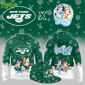Bluey and Bingo New York Jets hoodie and hat!