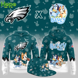 Bluey and Bingo Philadelphia Eagles hoodie and hat!
