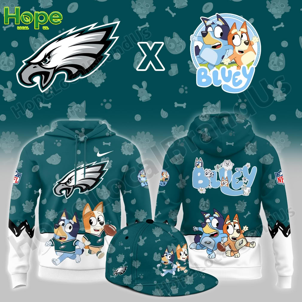 Bluey and Bingo Philadelphia Eagles hoodie and hat!