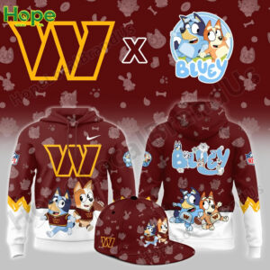 Bluey and Bingo Washington Commanders hoodie and hat!