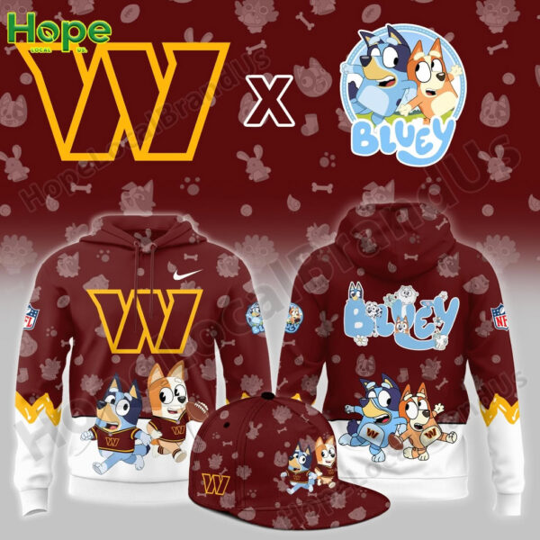 Bluey and Bingo Washington Commanders hoodie and hat!
