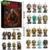 The Metal Gods Eddie advent calendar box shown next to all 24 unique collectible character figures included inside!