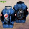 Blue Yamaha hoodie with Jack Skellington design and spider web details.