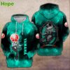 Teal Yamaha hoodie with Jack Skellington design and spider web details.